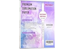 Methdic Sublimation Paper 8.5x11 Inch Instant Dry 125 Sheets Sublimation Blanks Transfer Paper For Inkjet Printer ，105gsm
