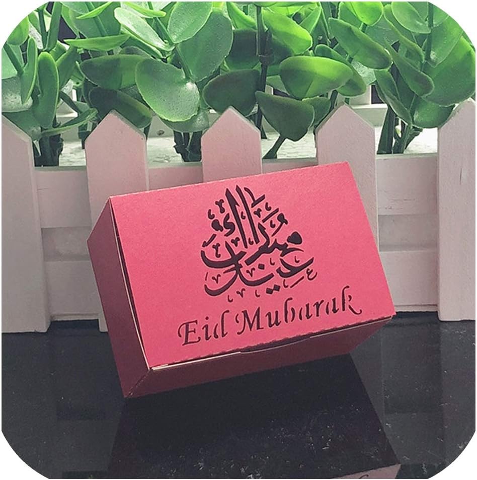 10pcs Eid Mubarak Candy Box Favor Box Ramadan Kareem Gift Boxes Islamic Muslim Festival Happy al Fitr Eid Event Party Supplies,Red,6.8x4.5x3.4cm