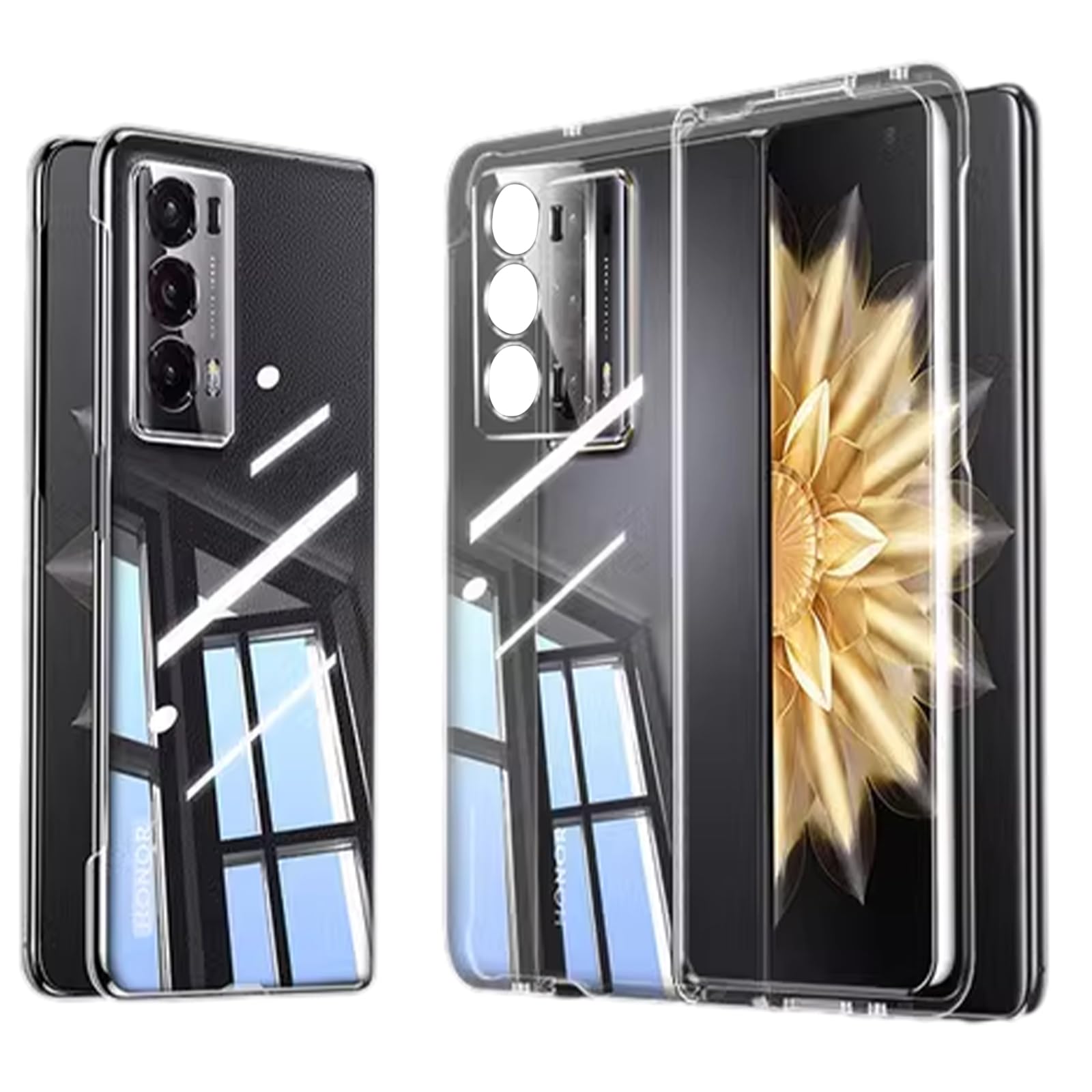 KUSINHOKA Case for Honor Magic V2 5G,Anti Fall Shock Absorbing Anti Scratch Slim Hard PC Protective Cover For Honor Magic V2 5G,Transparent