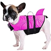 Ripstop Dog Life Jacket Shark Life Vest for Dogs, Safety Lifesaver with High Buoyancy and Lift Handle for Small and Medium Breeds（Rose Red XS）