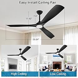 Depuley 60" Remote Ceiling Fan with Lights, Low