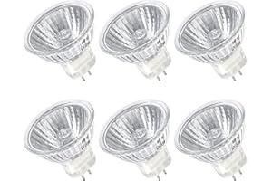 LACNOOE MR16 Halogen Bulb 35W Dimmable 12V GU5.3 Bi-pin Base Spotlight with Long Lifespan, 6 Pack MR16 Bulbs with Clear Glass Cover for Landscape Lights, Track Lights, Fiber Optics, 2700K Warm White