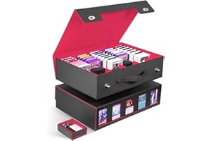 ZLCA MTG Storage Box 5-Row with Handle, MTG Deck Box Holds 3900+ Trading Cards with Portable Handle Removable Dice Tray, Comm