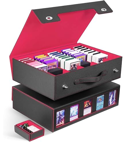 Amazon.com: PROMAXIBINDER Trading Card Storage Box Fits 4000+ Cards, 4-Row  MTG Commander Deck Case with Playmat, 6 Movable Partitions 24 Dividers PU  Leather Magnetic Closure, Magic/TCG/YuGiOh/Sport (Black&Purple) : Patio,  Lawn & Garden