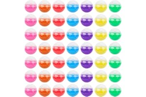 AUEAR, Colorful Small Round Capsules 1.1 Inch Vending Machine Empty Plastic Gumball Containers for Party Favor Prize (50 Pack