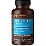 Amazon Elements Elderberry Complex, Immune System Support, 60 Berry Flavored Lozenges, Elderberry 100mg, Vitamin C 103mg, Zin