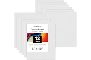 YRYM HT Painting Canvas Panels - 12 Pack 8 x 10 Inch Triple Primed Pure Cotton Canvas Boards for Painting, Oil, Acrylic, Watercolor, Acid-Free for Artists, Painters, Kids, Students