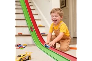 YUOIOYU Flex Tracks 15 Ft Starter Set, Flexible Race Track for Kids 3+ with Strong Suction Cups, Flexible Car Track Race Car Ramp Track Compatible with 1/64 Diecast Cars, Portable Rolls Up Race Tracks
