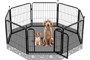 THINMUHAND Dog Playpen Bottom Pad Fits for 24 Inch 8 Panels Metal Exercise Pet Playpen, Dog Crate Pad Puppy Playpen Pad, Elastic Buckles Connections.(Note: Playpen Not Included) -Gray