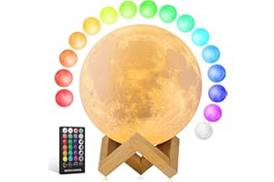 GROPINFLY Moon Lamp Upgrade 16 Colors, Moon Light Gifts for Girls Boys Kids Women Birthday, Teen Gifts Trendy Stuff, Cool Astronomy Gifts, Shelf Decor, Remote & Touch Control Moon Night Light, Diameter 4.8 inch