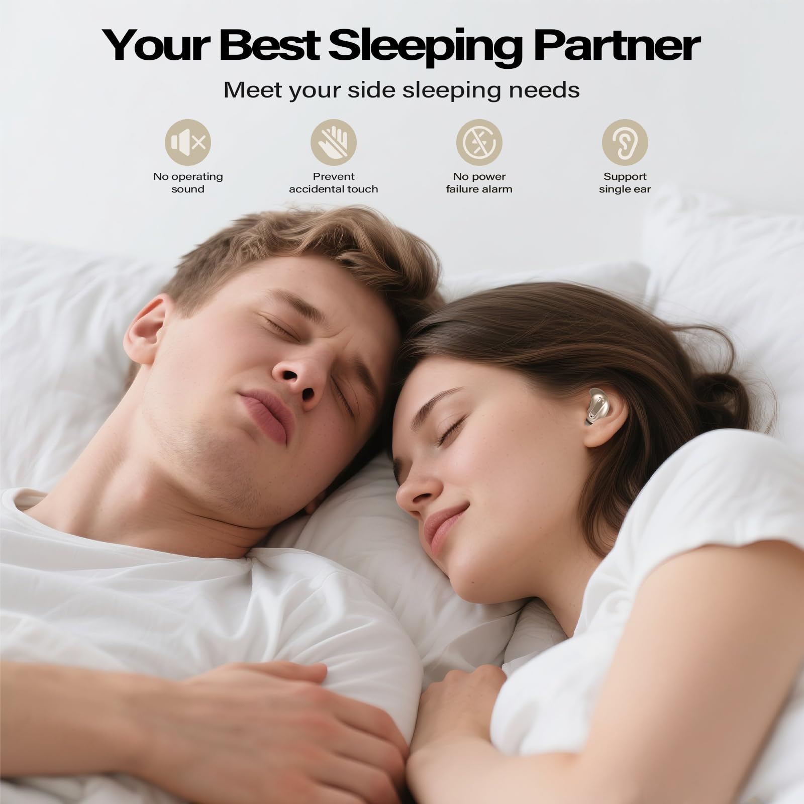 Condition photo showing New/Like New for sleep earbuds, mini anc wireless earbuds bluetooth 5.4 headphones deep bass stereo, 48h playtime ear