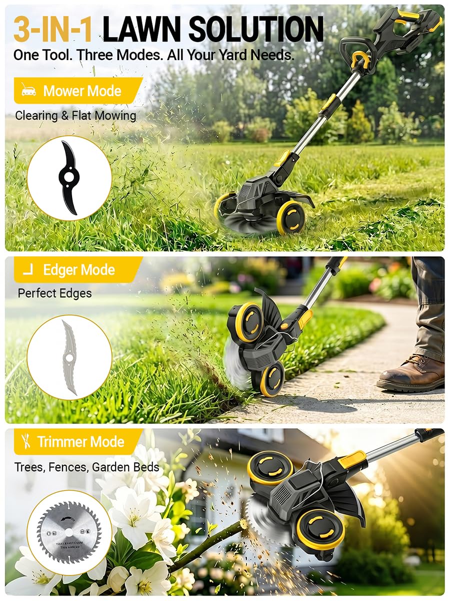 Condition photo showing New/Like New for yardez cordless weed wacker with brushless motor, 20v 5.2ah battery powered weed wacker with blade, 