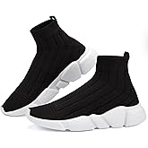 Santiro Mens High Top Sneakers Gym Breathable Tennis Running Walking Slip On Shoes