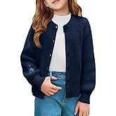 Haloumoning Girls Cardigan Button Down Long Sleeve Chunky Knit Sweater Fall Cute Outerwear Coat 5-14Y