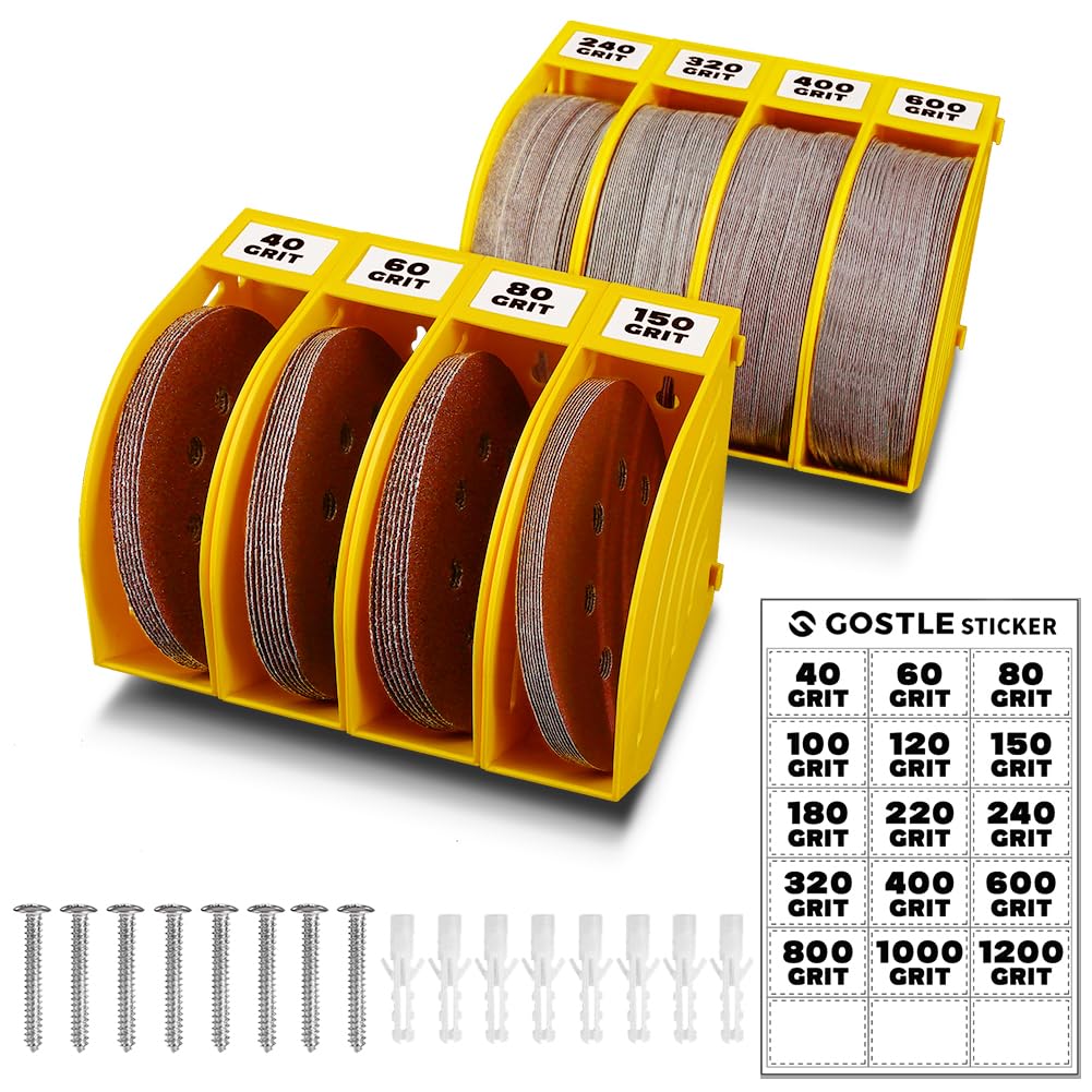 125 mm Professional Sanding Discs Storage Bins - 8 Box Set for Efficient Organization, Offset Snap-On Connection, Grit Classification, Space-Saving Design and Versatile Application - Yellow