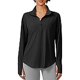 PINSPARK Long Sleeve Workout Tops for Women UPF 50+ Sun Protection Shirts Half Zip Quick Dry Athletic Running Hiking Golf