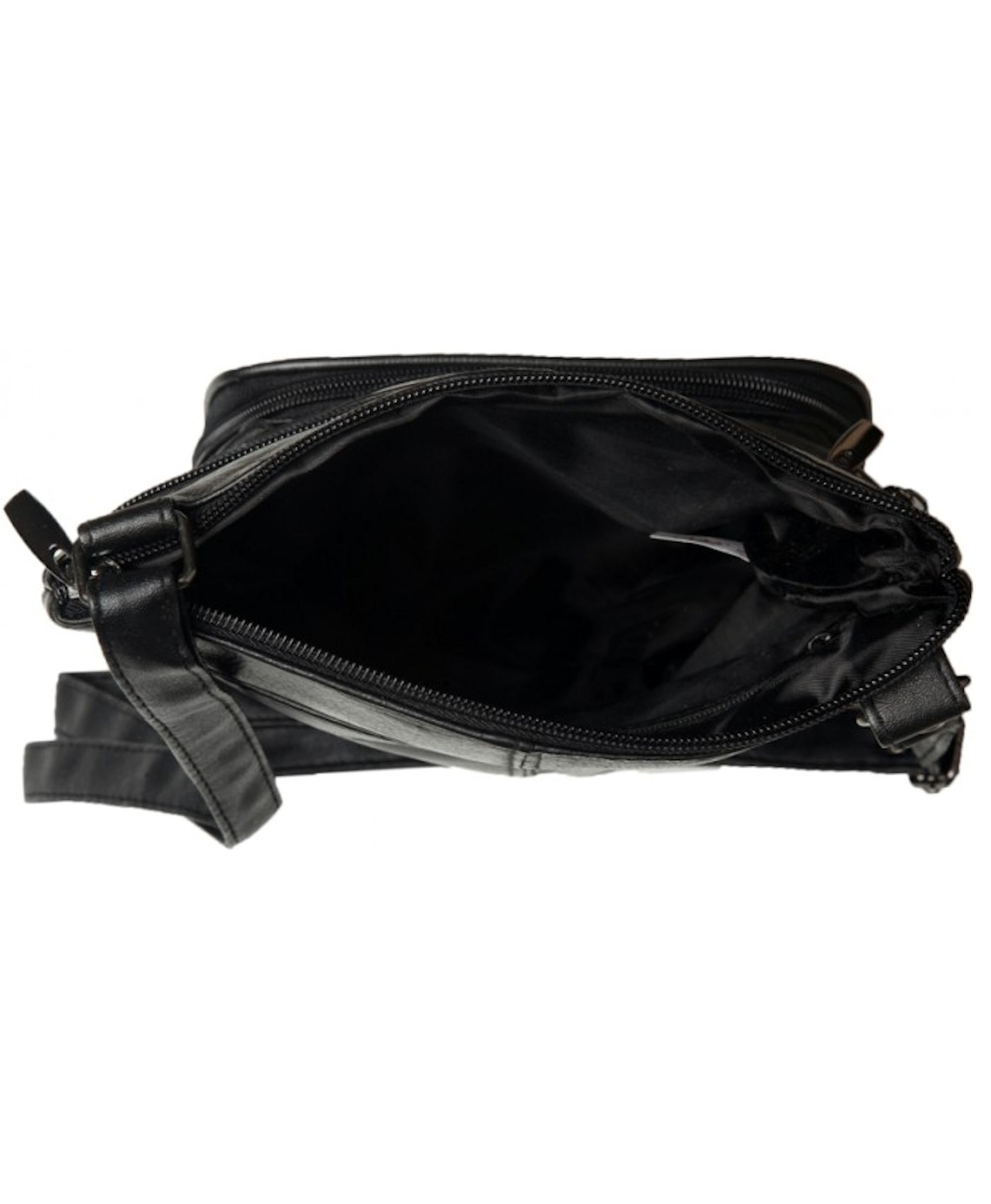 Ladies / Womens Super Soft Leather Shoulder / Cross Body Bag with Multiple Pockets (Black)