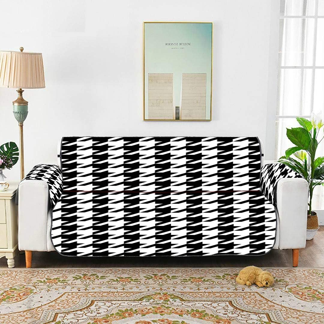 Black White Houndstooth Pattern Classical Sofa Cushion Mat Sitting