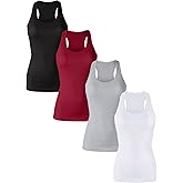 Sugar Sunday Cotton Ribbed Racerback Tank Tops for Women Basic Workout Athletic Tanks Gym Tank Top Yoga Shirts Pack 1-4