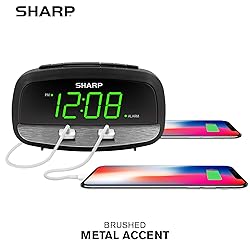 Sharp Digital Clock with Alarm and Dual USB