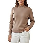 MessBebe Womens Mock Neck Sweater Long Sleeve Knit Pullover Tops Casual Lightweight Jumper Loose Pullover Tops