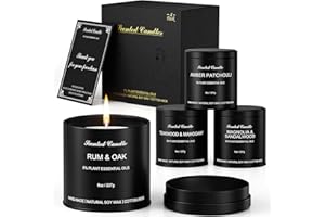 Scented Candle Gift Sets | Men's Gift Aromatherapy Candles | 4 Pack(32oz) Matte Black Tin Jar Long Burn Candle Sets for Men |