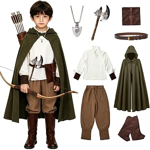 Gunaniti 8 Pcs Medieval Costume for Boys Renaissance Pirate Viking Tunic Archer for Kids
