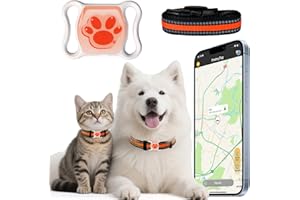 VKAFW Pet GPS Tracker for Dogs & Cats - No Monthly Fee/Subscription, Free Pet Collar Included | Waterproof, Anti-Lost, Real-Time Tracking Collar | 365-Day Long Battery Life | Compatible with iOS & Android