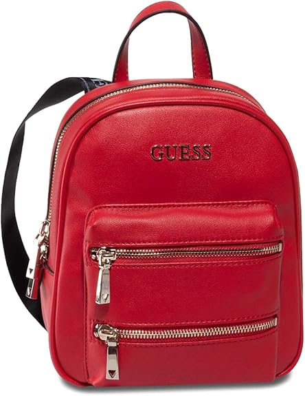 guess red leather backpack