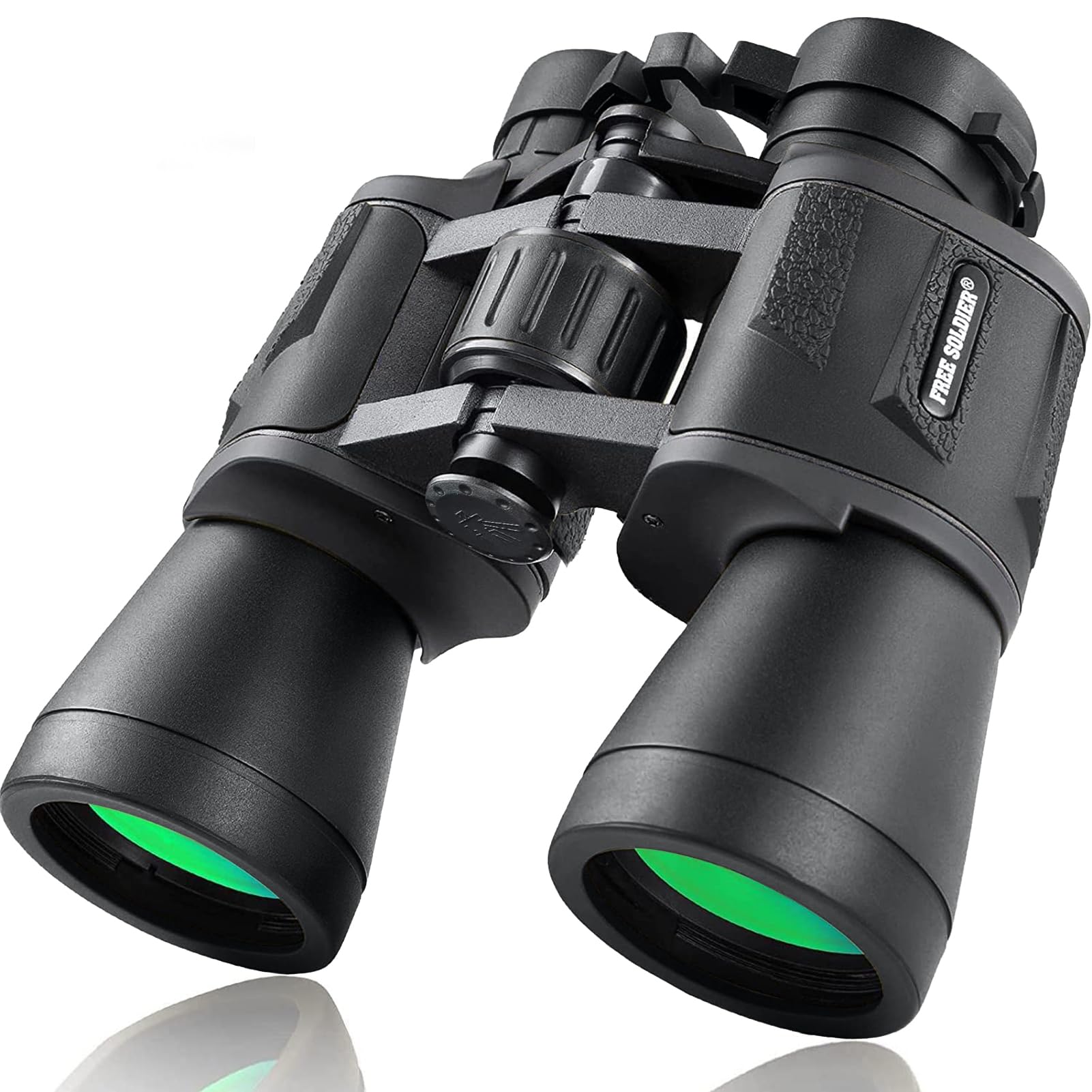 FREE SOLDIER 20x50 binoculars - adult binoculars with night vision in low light, BAK4 Prism FMC lens Compact binoculars with smartphone adapter for hiking bird watching hunting, black
