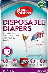 Simple Solution Disposable Dog Diapers Female 12 Pack - Absorbent, Leak-Proof