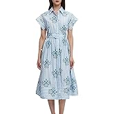 Women Summer Dresses 2025 Casual Wing Short Sleeve Button Down Midi Dress Floral Long Dress with Pocket