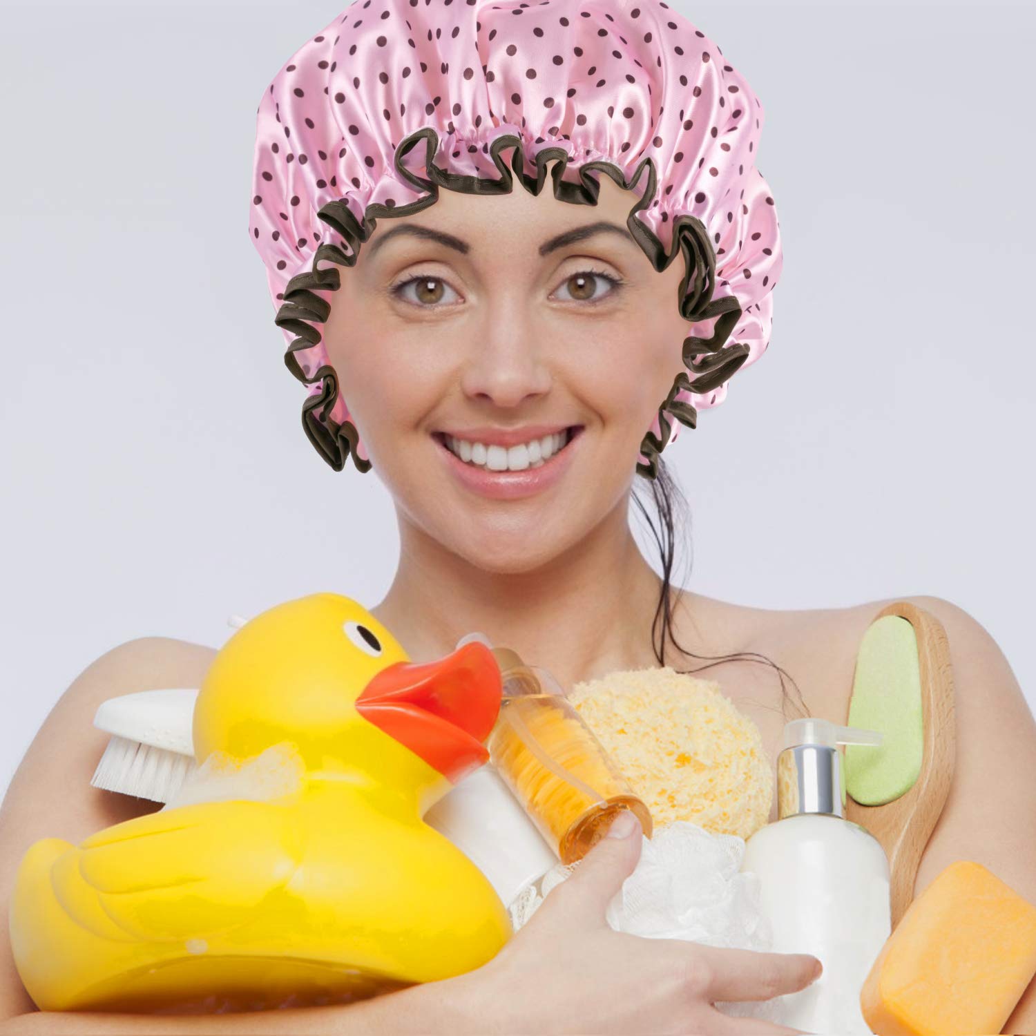 Shower Caps 4 Pack Bath Caps Perfect for Women most Hair Lengths and Thicknesses - Waterproof - Double Layer, Upgraded Version (Style 1) : Beauty