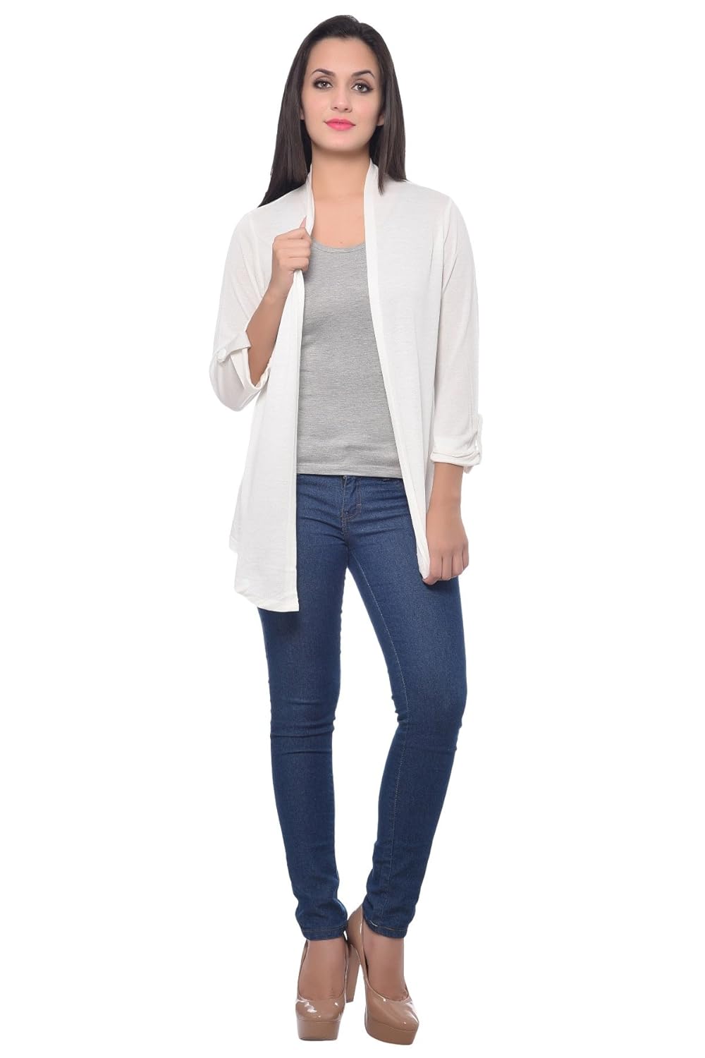 frenchtrendz ivory viscose crepe shrug for women