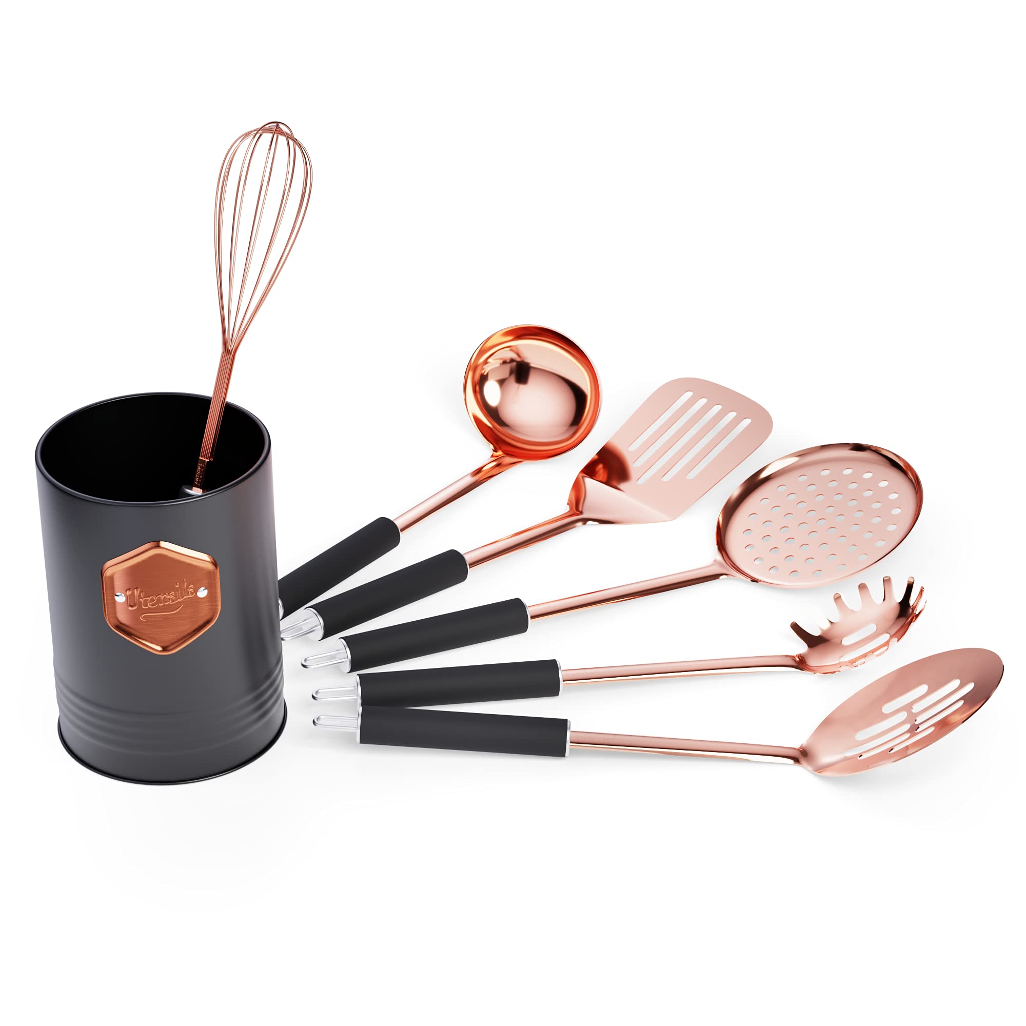 Antiope Design® ️ ● Stainless Steel Kitchen Utensil Set + Kitchen Ladle Holder ● Traditional Line ● Kitchen Ladles ● Kitchen Accessories