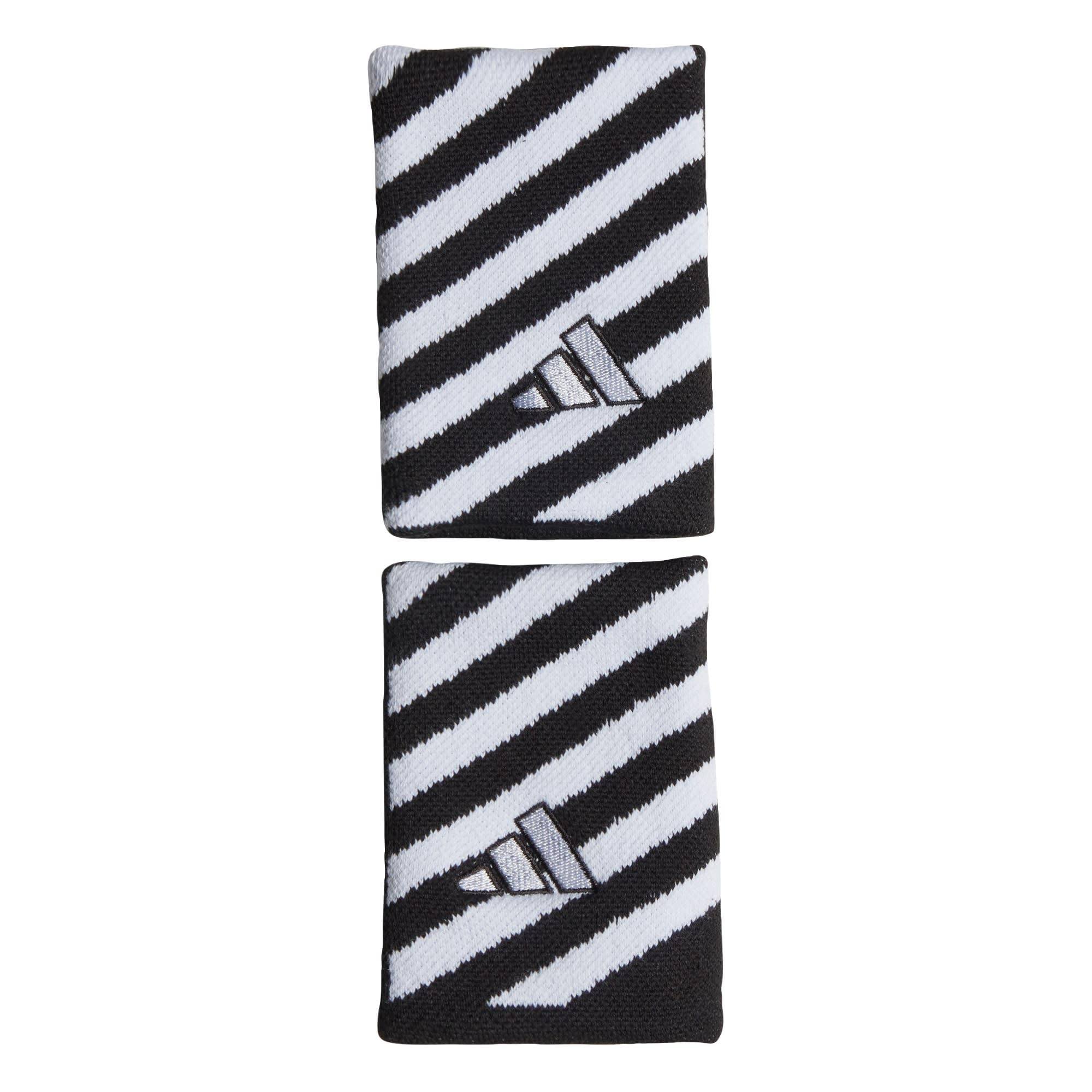 adidas Unisex Tennis Striped Wristband, Black/White, M