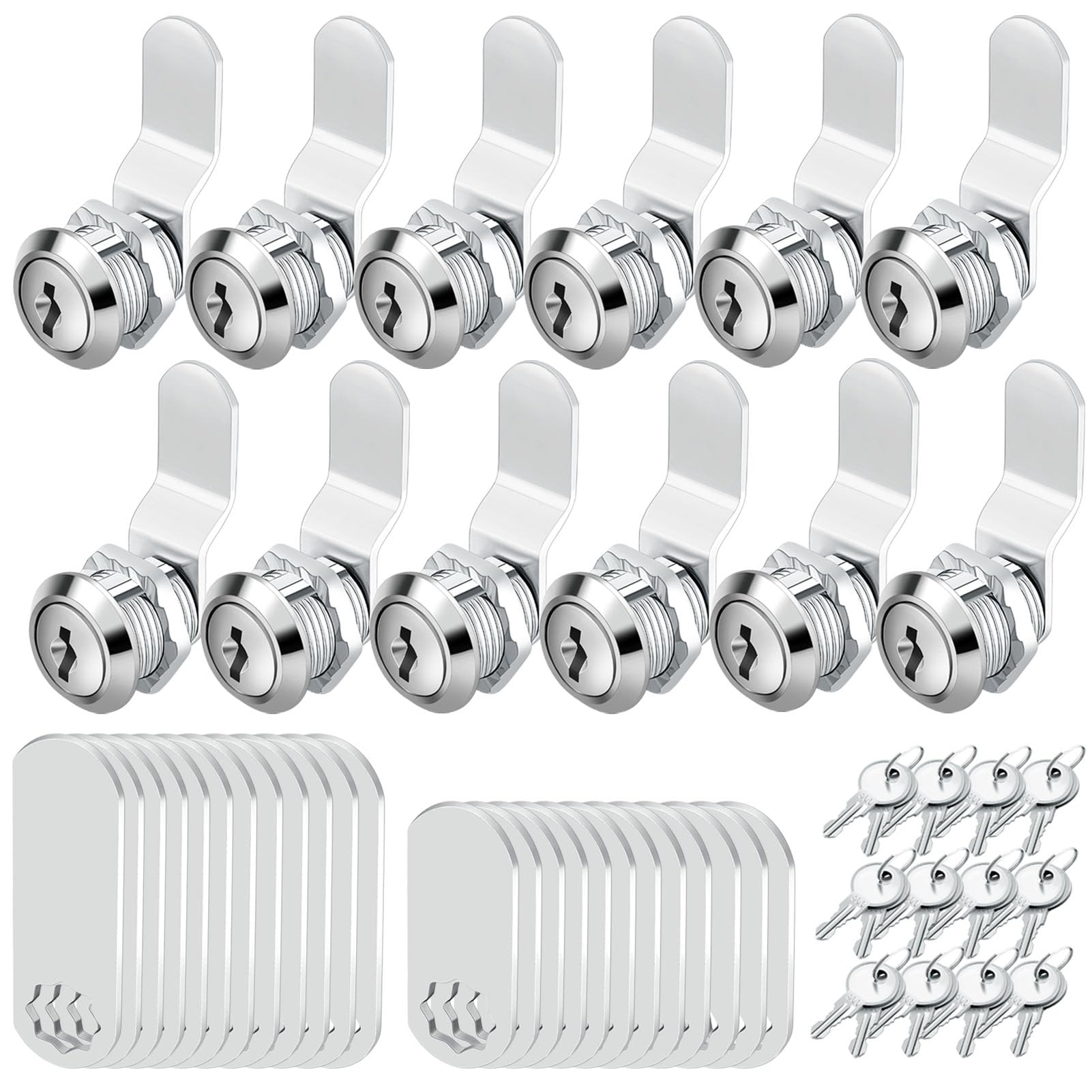 Photo 1 of 5/8" Cam Locks Keyed Alike - Zzbety 12 Pack Keyed Alike Cabinet Locks Secure Files Drawers Mailbox RV Cylinder Replacement Lock Set, Camper Door Tool Box, Zinc Alloy