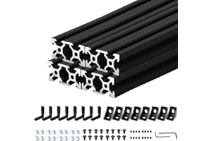 Seekliny 4Pack 2040 Aluminum Extrusion V Slot 1220mm 48 inch Black Extruded Aluminum Profile 20x40 V-Slotted Framing European Standard Anodized Linear Rail for 3D Printer Accessories Parts CNC
