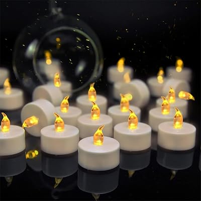 VETOUR LED Tea Lights Candles 24 Pack Warm Yellow Flickering Battery Operated