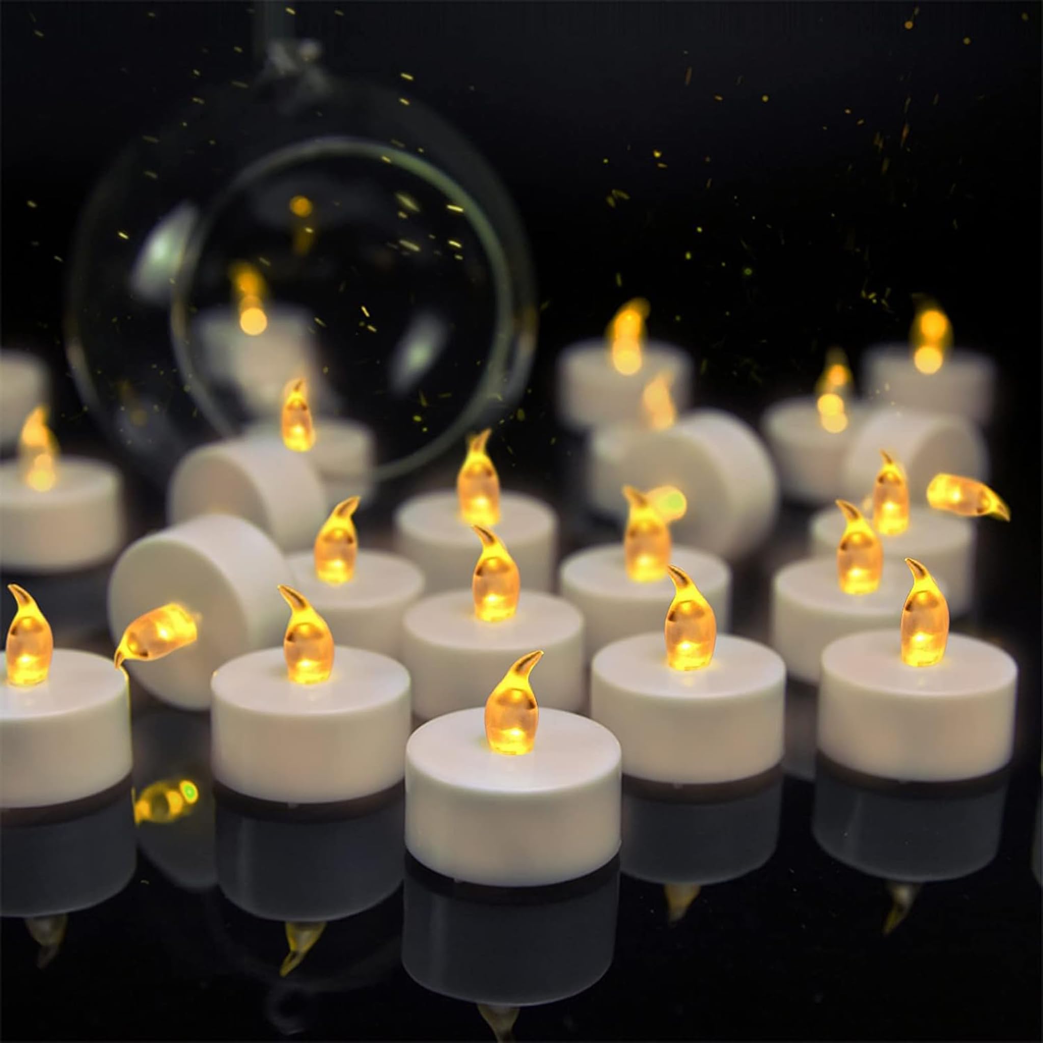 VETOUR LED Tea Lights Candles丨24 Pack Realistic Battery Operated Tea Light丨Long Lasting Flickering Tealights Electric Candles Ideal for Christmas, Holiday, Wedding, Home Decor(Warm Yellow Light)