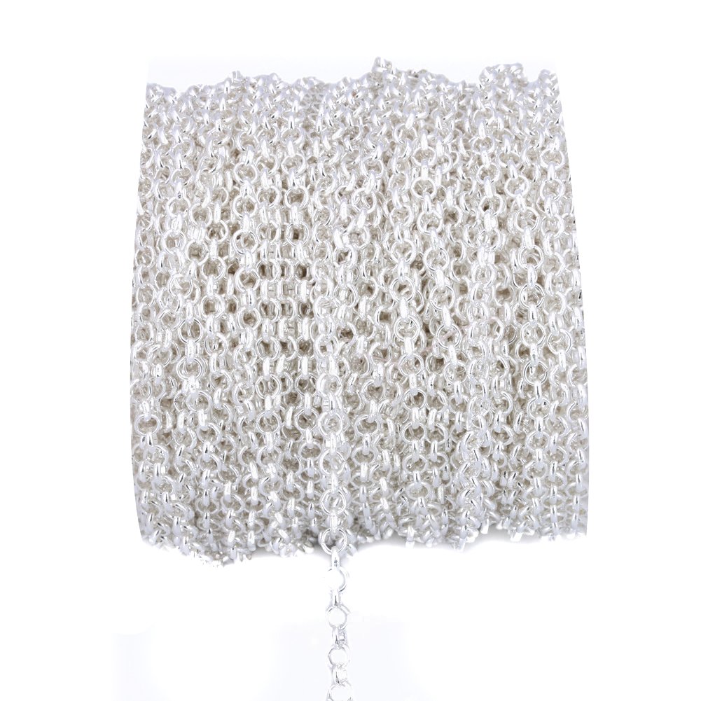 32.8ft O-Type Twisted Chains Curb Chain Metal Cable Chain Link Jewelry Making Chain for DIY Making Necklace Bracelet (Silver, 3.2mm)