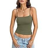 EasyGala Womens Double Lined Crop Tank Top Adjustable Spaghetti Strap Camisole Fitted Summer Shirts Y2k Going Out Tops