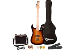 Rise by Sawtooth Right Handed 3/4 Size Beginner Electric Guitar Kit, Sunburst