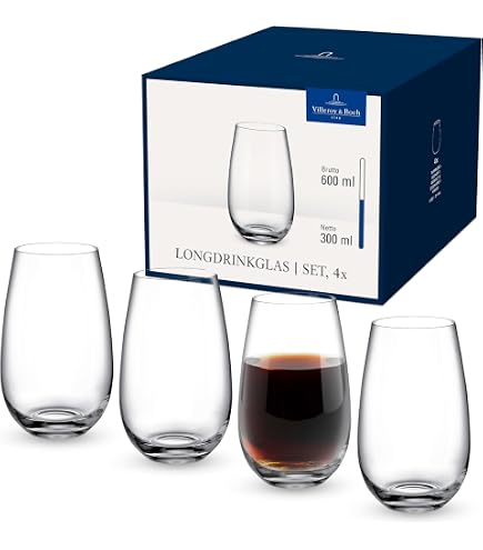 Villeroy & Boch Entrée Bicchieri Da Vino Rosso, Set Di 4, 480 Ml, Cristallo Trasparente – Eleganti Per Ogni Occasione
