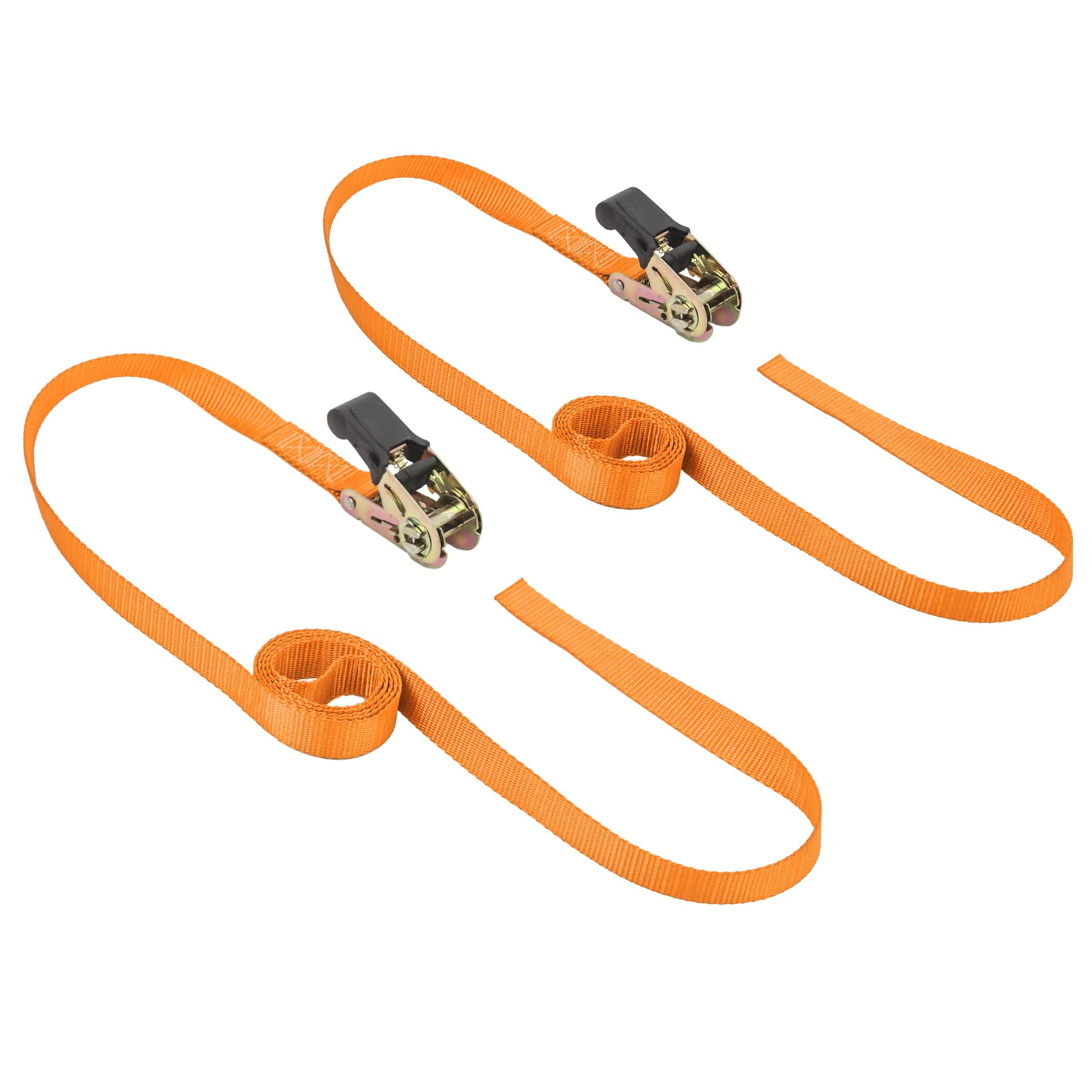 PowerTye 1 x 7ft Made in USA Easy-Grip ENDLESS Ratchet (no Hooks), Orange, 2-Pack