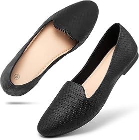 black leather slip on flats