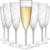 Tebery 18 Pack Clear Plastic Champagne Flute Mimosa Flutes, 6Oz Disposable Wine Cocktail Glasses for Home Daily Life Party We