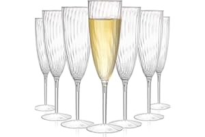 Tebery 18 Pack Clear Plastic Champagne Flute Mimosa Flutes, 6Oz Disposable Wine Cocktail Glasses for Home Daily Life Party We