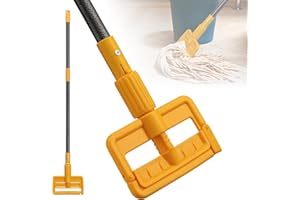 WEFAITH Commercial Mop Handle Replacement - 60" Heavy Duty Industrial Janitor Mops Stick,Quick-Lock ABS Clamp,Professional for Restaurant,Office,Floor,Garage,Patio - Fit for String Mop,Looped-End Rag