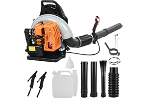 HTK 2-Stroke Gas-Powered Backpack Leaf Blower - 63CC Engine, High-Velocity 665CFM - Ergonomic & Fuel-Efficient - Ideal for Lawn, Dust, Snow & Debris Removal